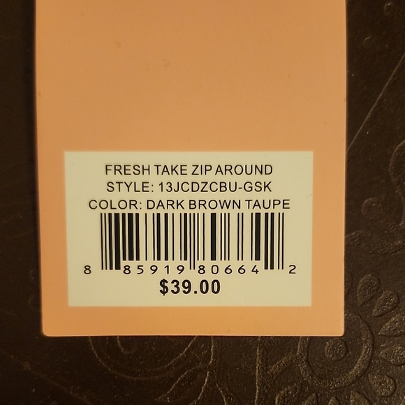 Juicy Couture Metallic Gold and Black Logo Zip Wallet with Crown Charm - Picture 7 of 7